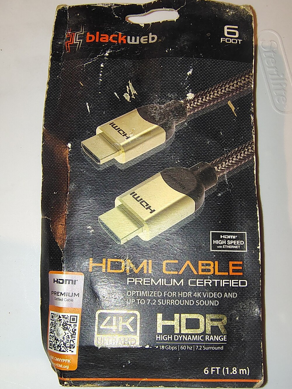 Blackweb Premium Certified 6 Ft HDMI Cable 4K Ultra HD - 4K HDR + 7.2 Surround